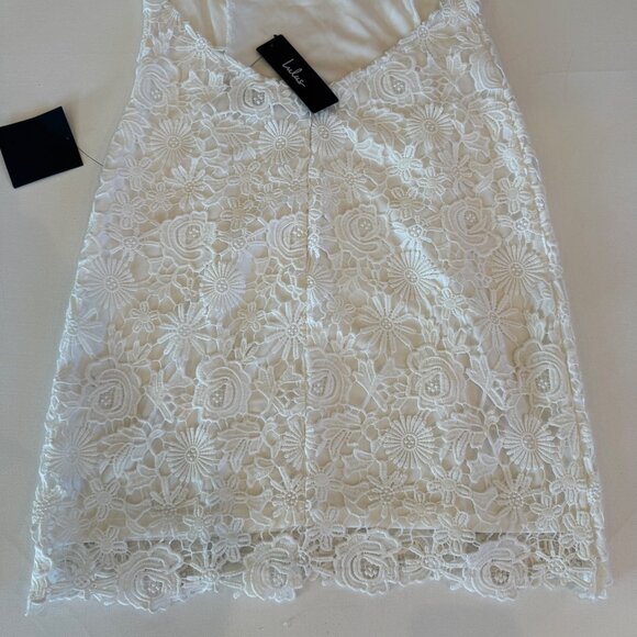 NWT Lulus White Floral Lace Dress Small Cap Sleeves Pencil Backless Medium Mini - Picture 12 of 15